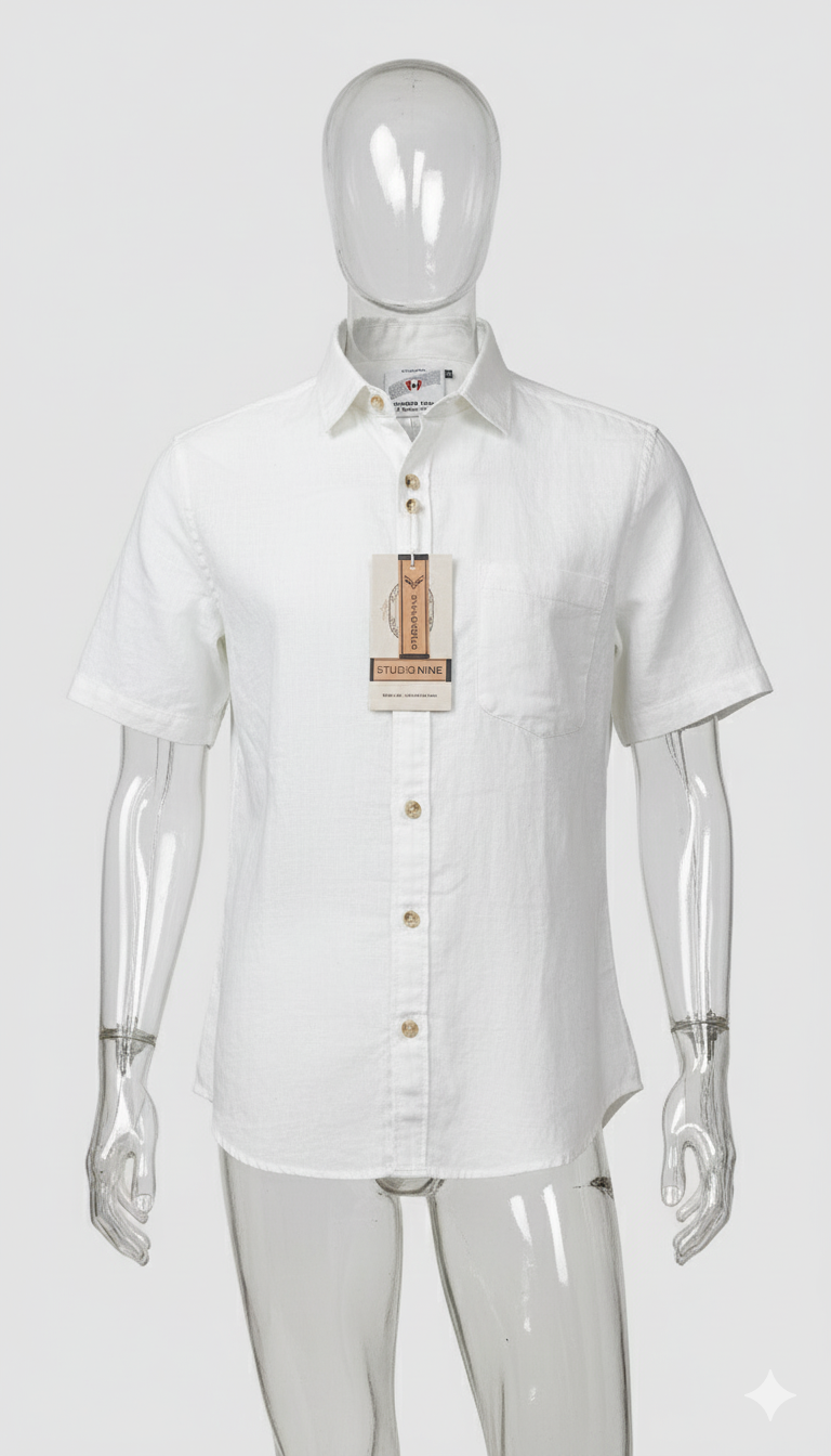 (Combo of 2) Khadi White Half Sleeve Linen Half Sleeve Cotton Shirts Rs.599