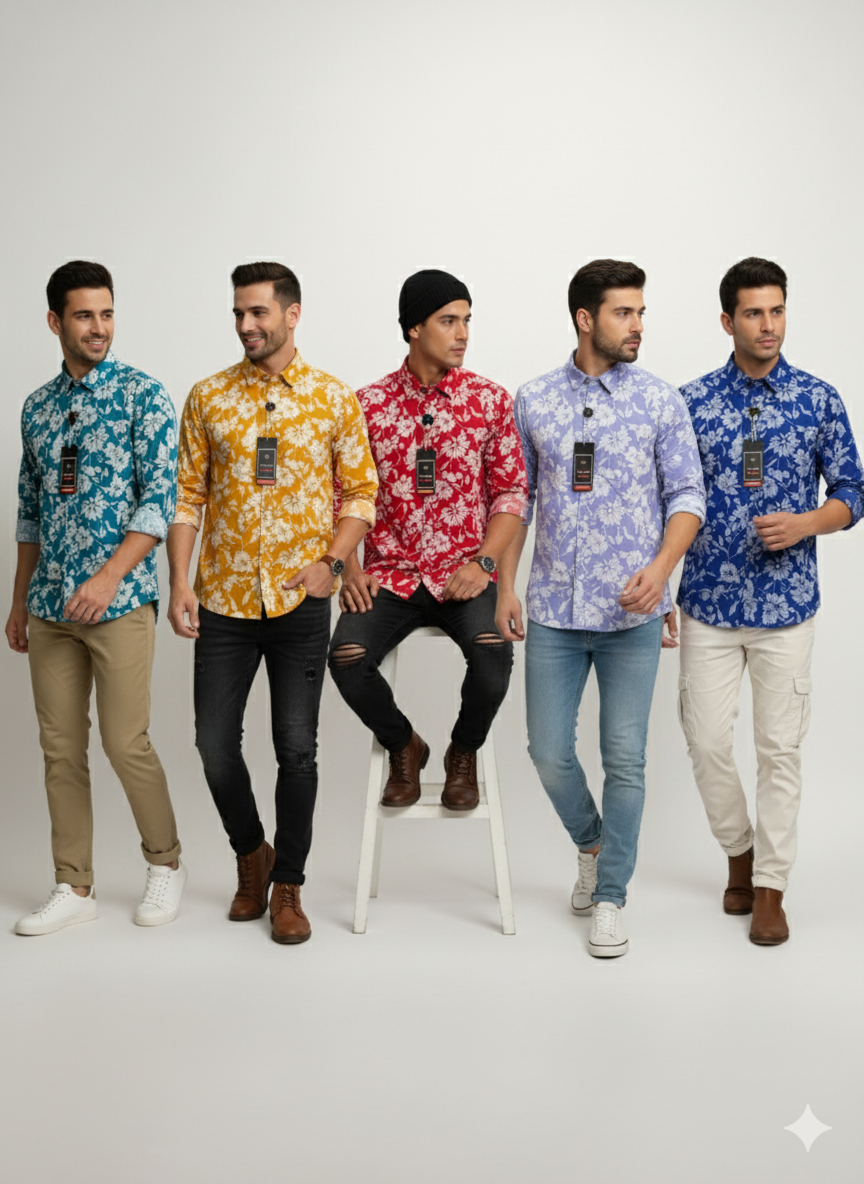 (Combo of 4) PanEmpaire Leef Design Cotton Printed Shirts Rs. 999