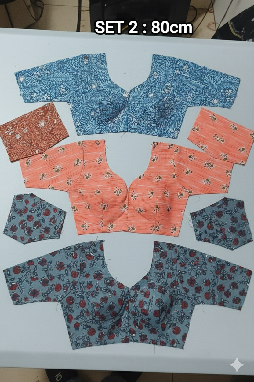 (Combo of 5) KADAMBINI Multi Design Cotton Blouse Piece Material 80cm Rs. 480