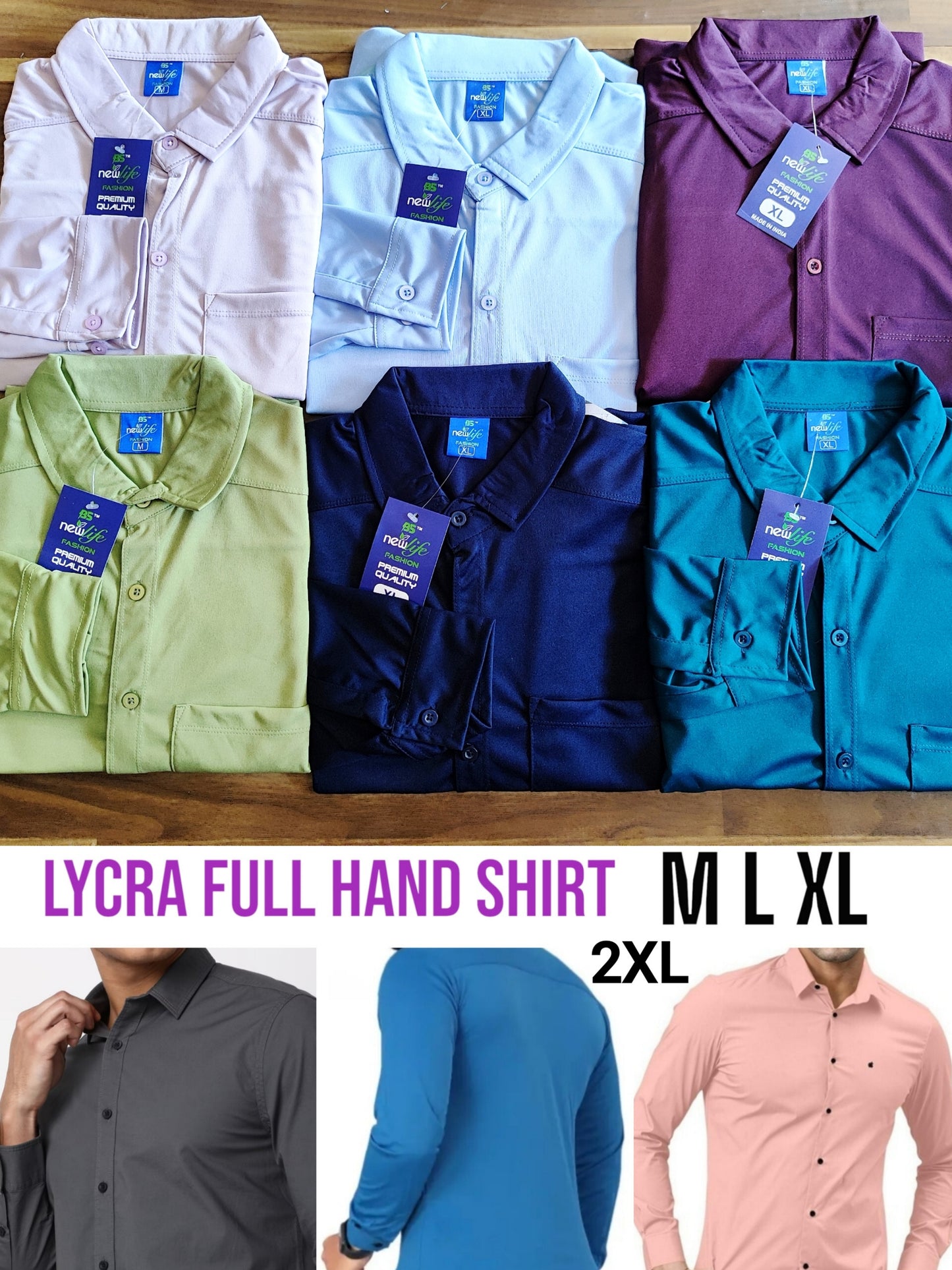 (Combo of 4) Plain Full Hand Lycra Shirts with Pocket Regular Fit Rs. 999