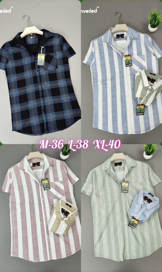 (Combo of 3) M-36 to 37 Linen Half Sleeve Primium Cotton Shirts Rs. 999