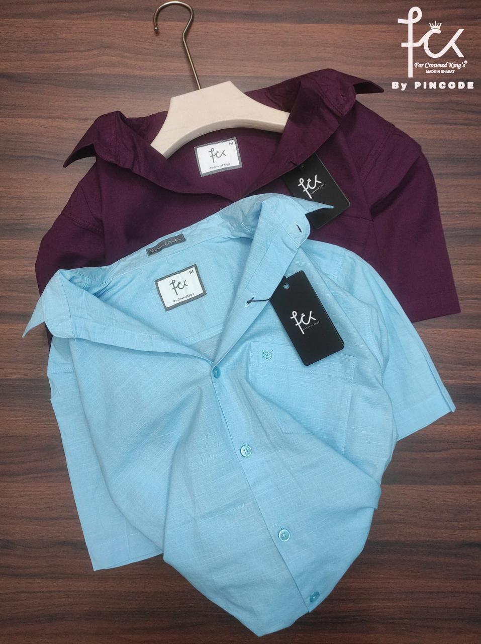 (Combo of 3) FCK Linen Plain Primium Half Sleeve Cotton Shirts Rs. 1099