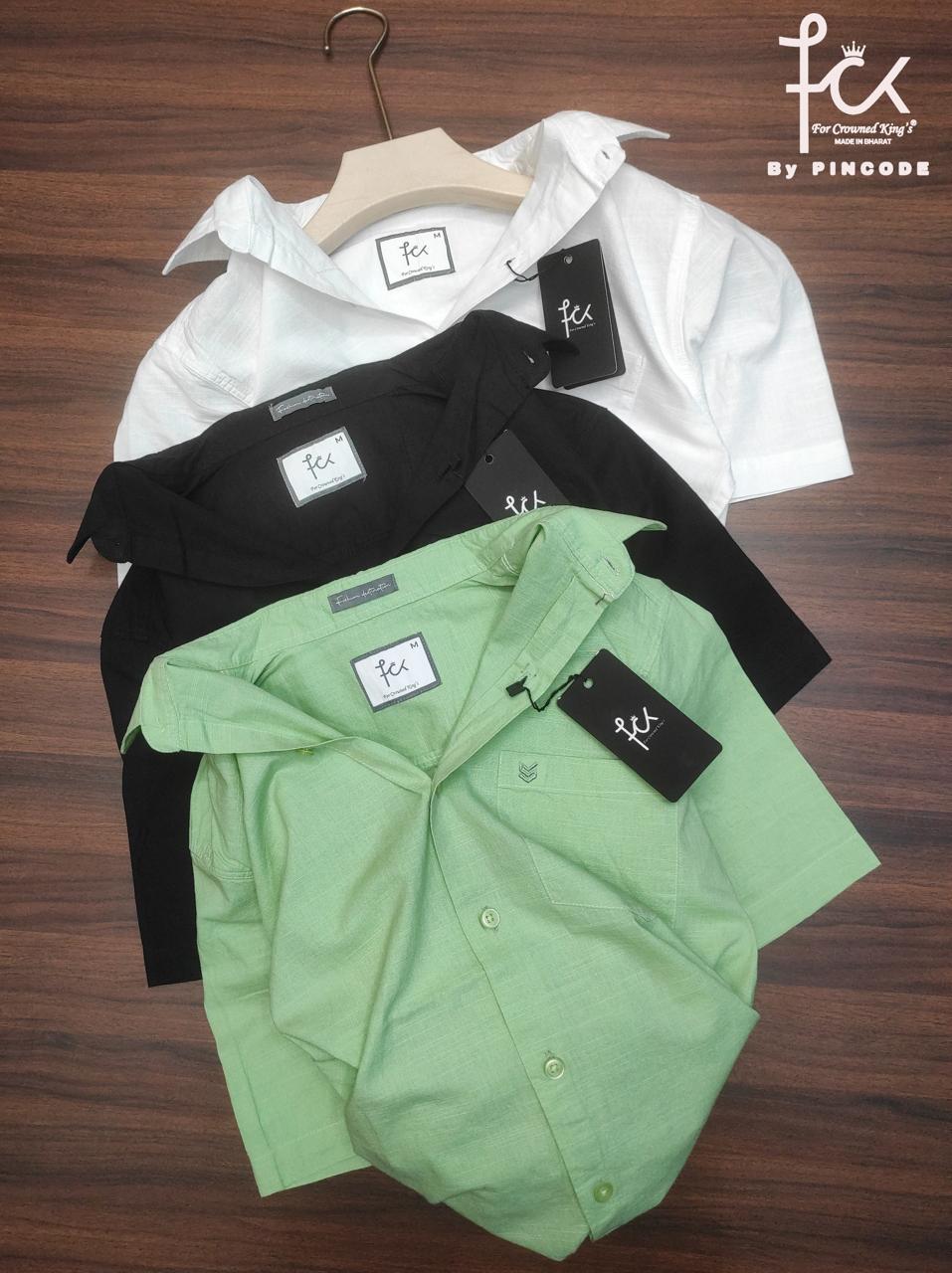 (Combo of 3) FCK Linen Plain Primium Half Sleeve Cotton Shirts Rs. 1099