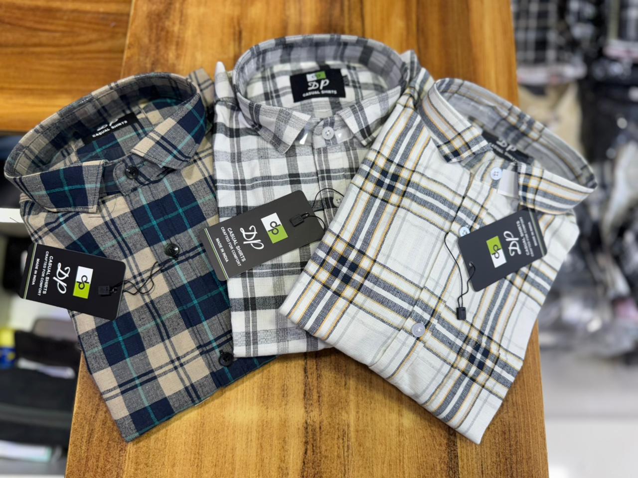 (Combo of 3) 2XL to 4XL DP Pure Cotton Checked Shirt Rs.1099