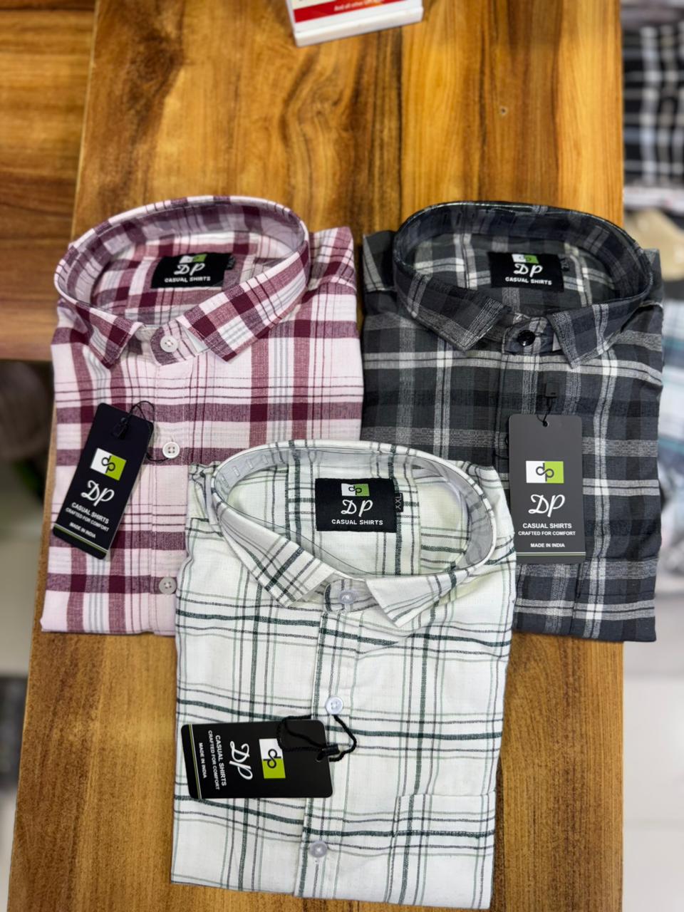 (Combo of 3) 2XL to 4XL DP Pure Cotton Checked Shirt Rs.1099