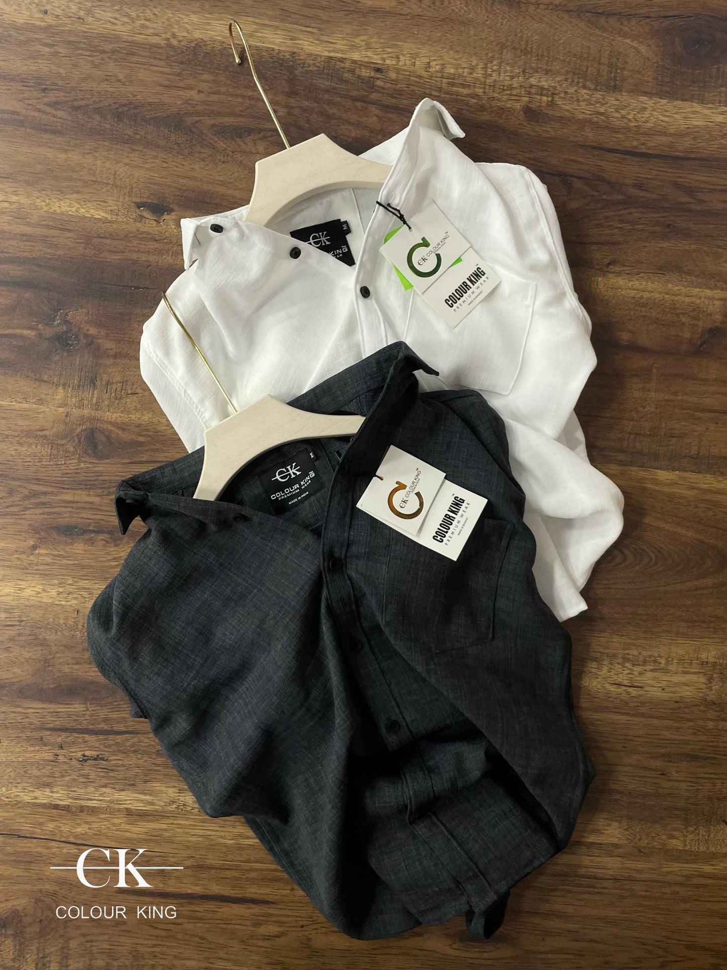 (Combo of 3) (2XL, 3XL) CK Linen Dobby Plain Shirt Rs.1150