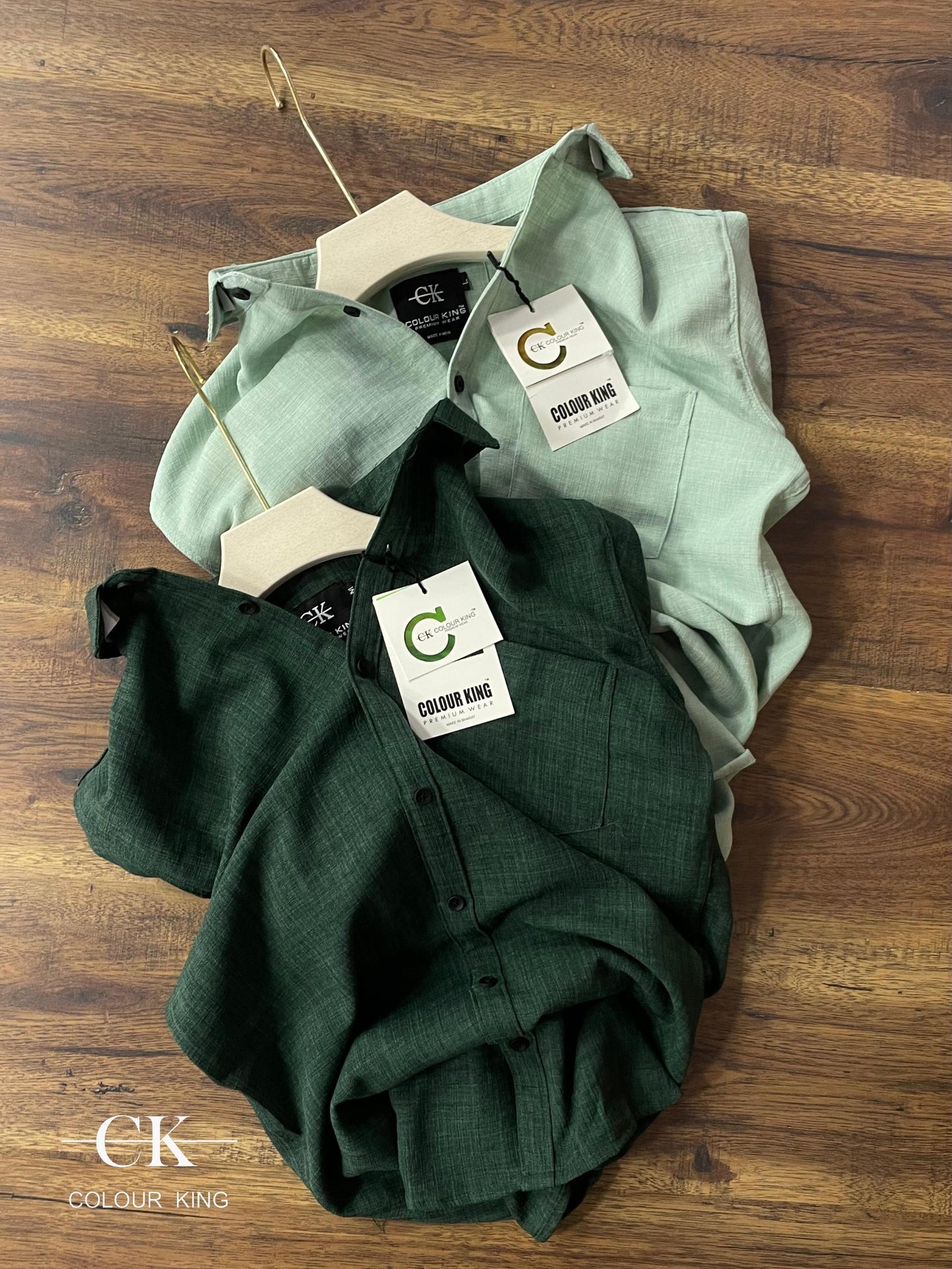 (Combo of 3) (2XL, 3XL) CK Linen Dobby Plain Shirt Rs.1150