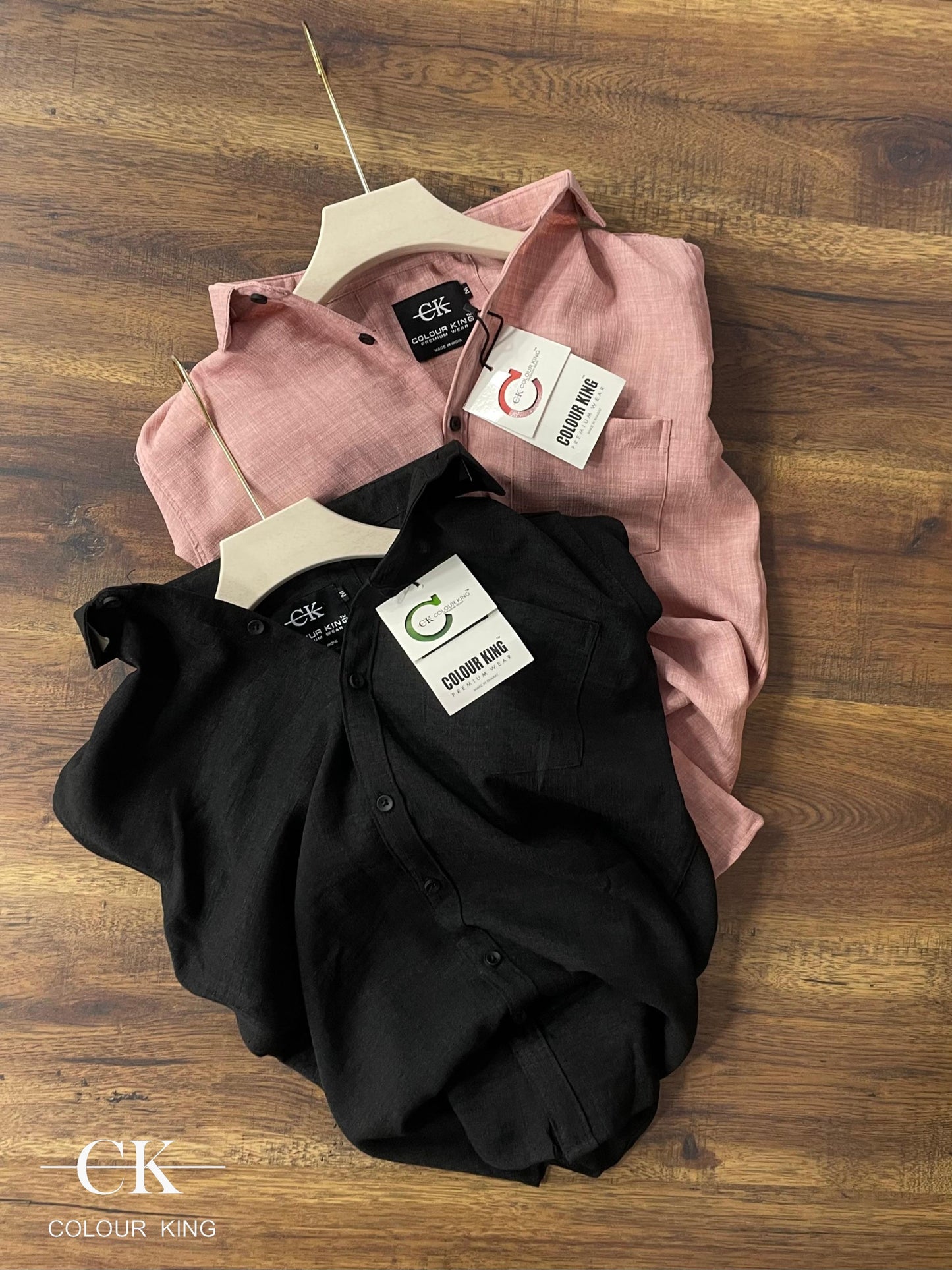 (Combo of 3) (2XL, 3XL) CK Linen Dobby Plain Shirt Rs.1150