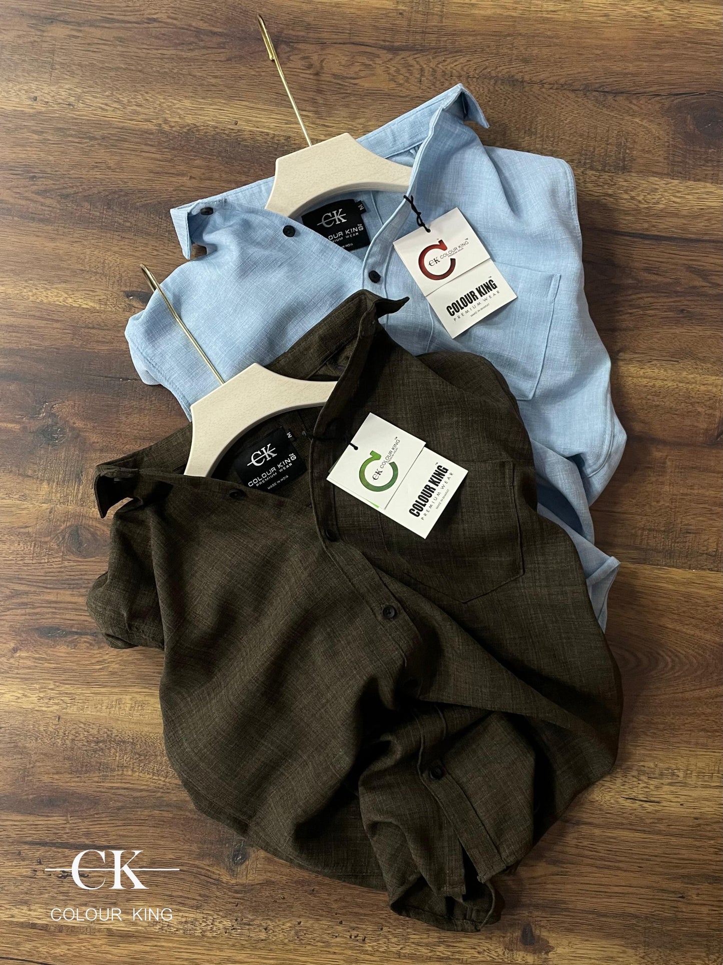 (Combo of 3) (2XL, 3XL) CK Linen Dobby Plain Shirt Rs.1150
