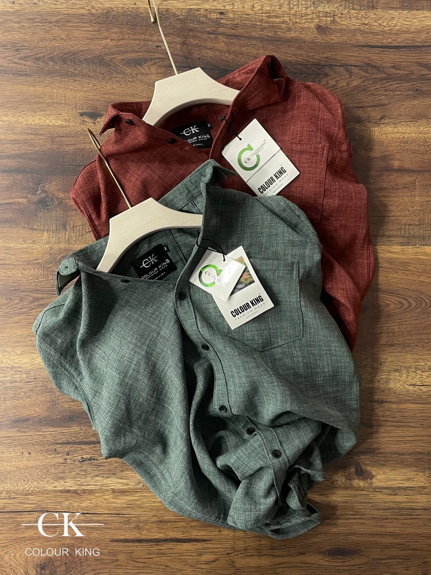 (Combo of 3) (2XL, 3XL) CK Linen Dobby Plain Shirt Rs.1150