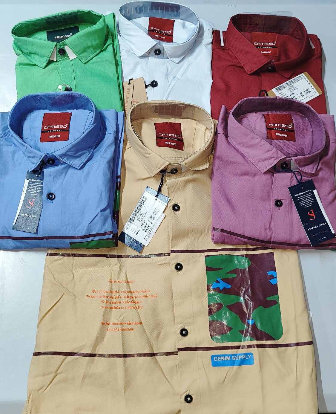 (Combo of 3) M to XL Camisso Cotton Trending No Pocket Shirt Rs. 899