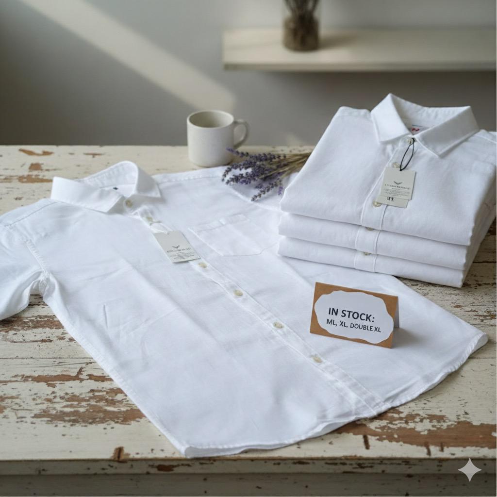 (Combo of 2) Khadi White Half Sleeve Linen Half Sleeve Cotton Shirts Rs.599