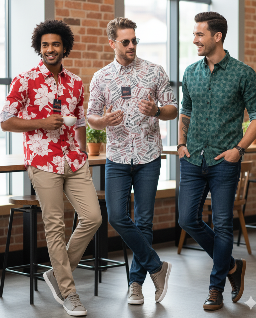 (Combo of 4) PanEmpaire Trendy Design Cotton Printed  Shirts Rs. 999