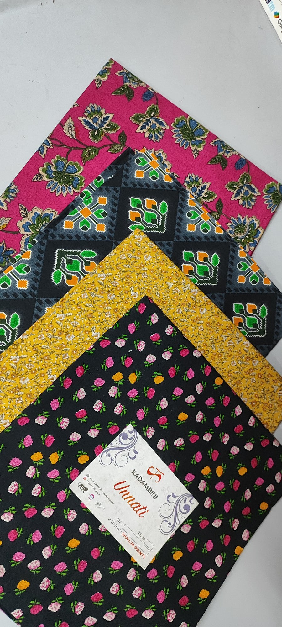 (Combo of 4) KADAMBINI Multi Design Cotton Blouse Piece Material 110cm Rs. 480