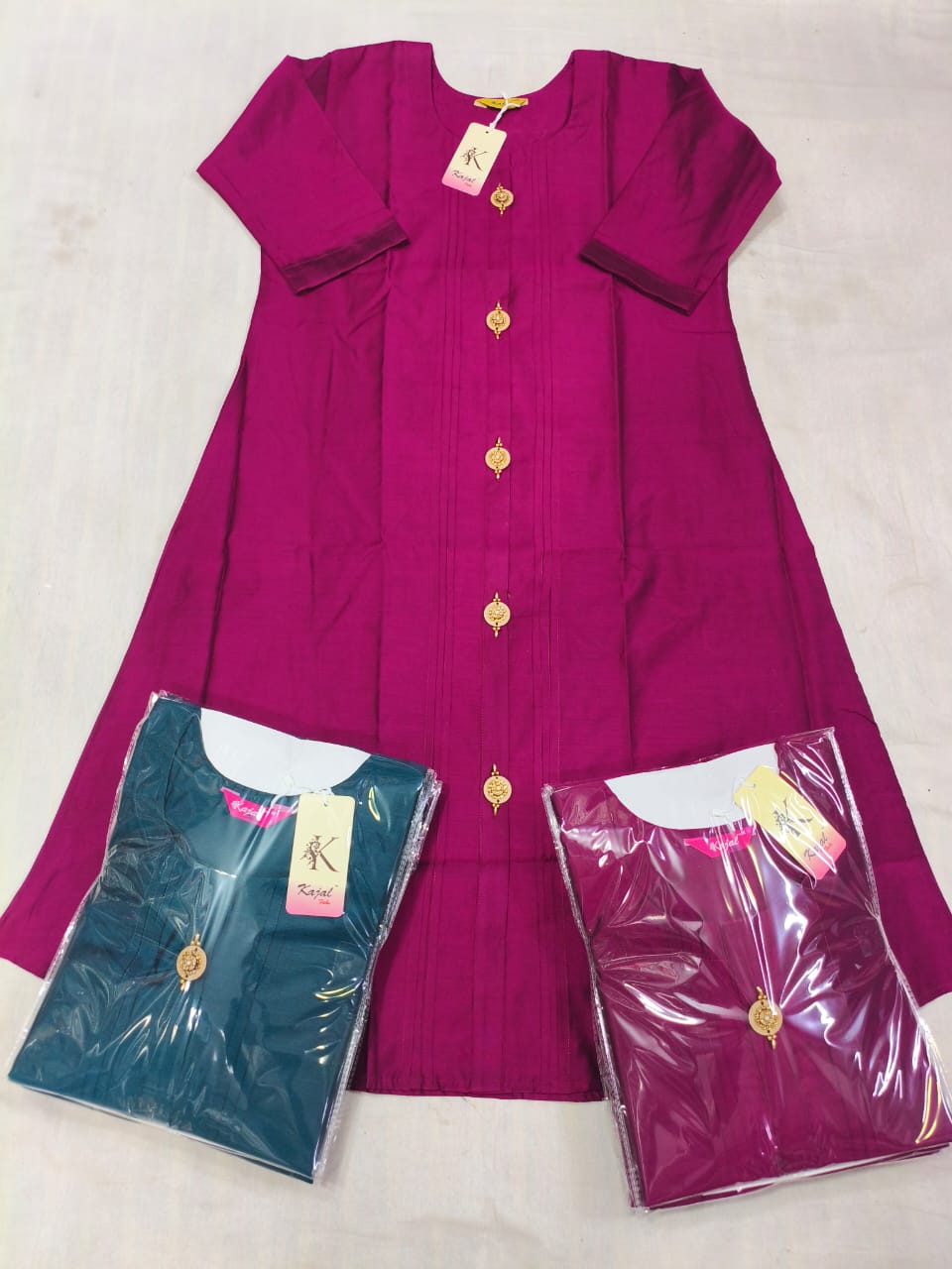 Pack of 2 Kajal Umbrella Silk Plain Kurthi TOP Only Rs. 1000