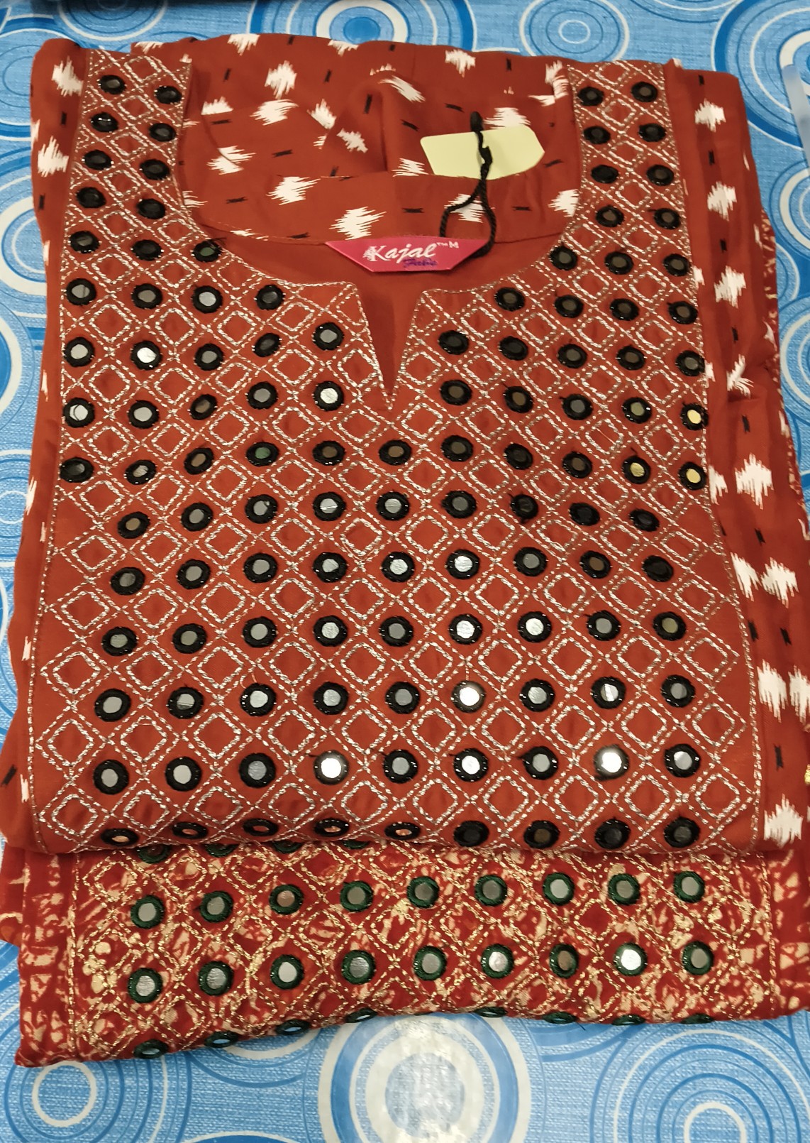 Pack of 2 Kajal Umbrella Mirror Design Kurthi TOP Only Rs. 900