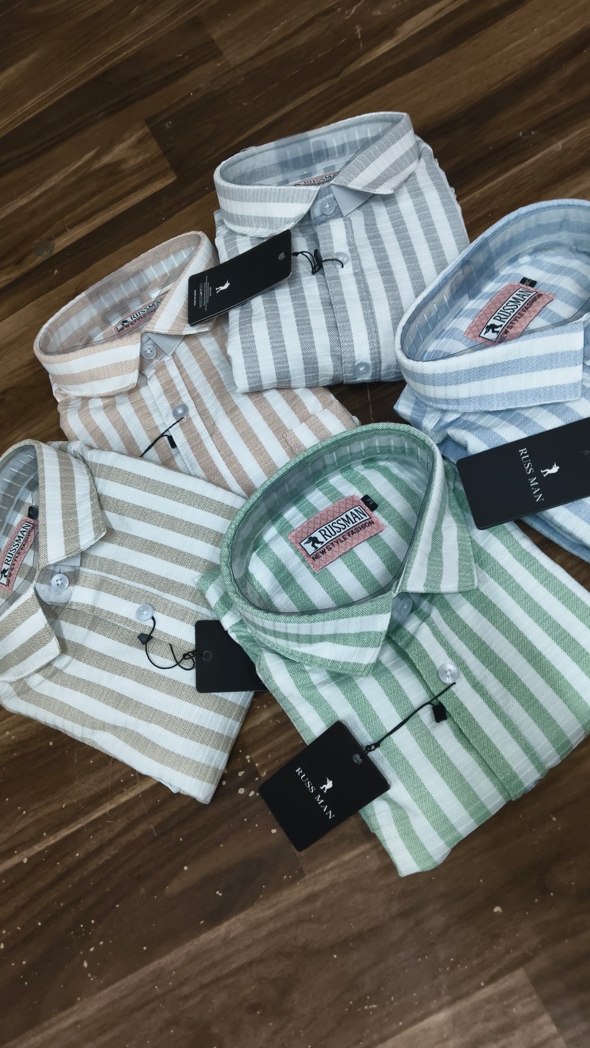 (Combo of 3) RussMan Cotton Jacquard Strips Shirt Rs.1050