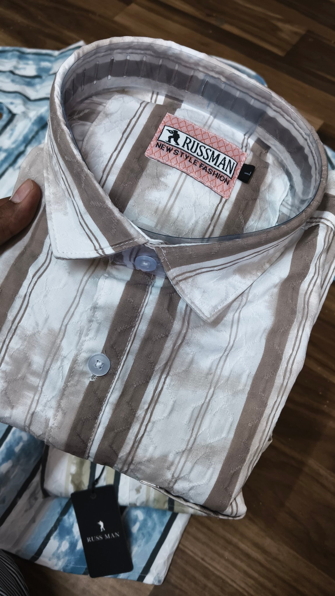 (Combo of 3) RussMan Cotton Jacquard Cloud Design Shirt Rs.1050