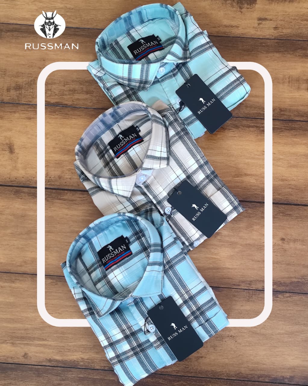 (Combo of 3) RussMan Cotton Jacquard Checked+Stripes Shirt Rs.1050