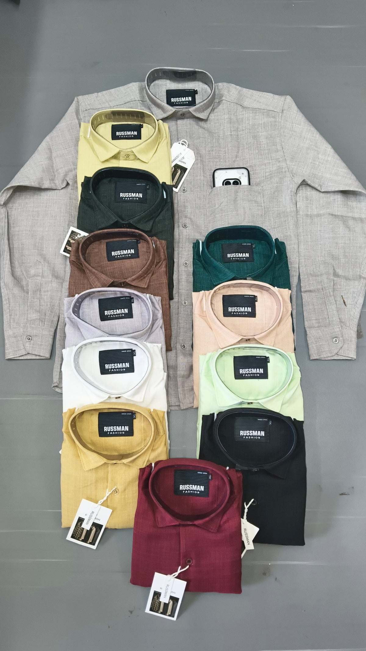 (Combo of 3) CK&Russman Linen Korean Fancy Plain Shirt Rs.1100
