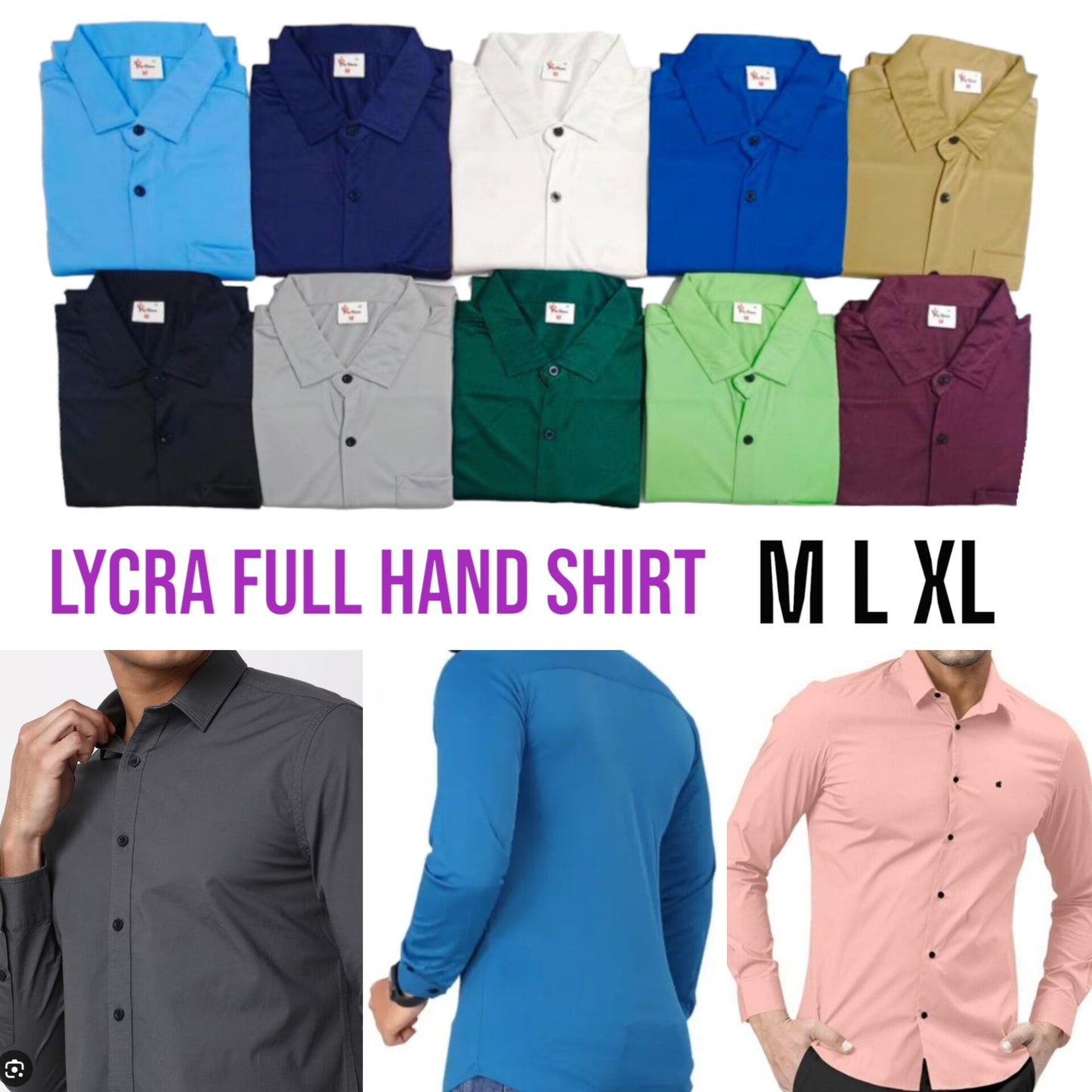 (Combo of 4) Plain Full Hand Lycra Shirts with Pocket Regular Fit Rs. 999