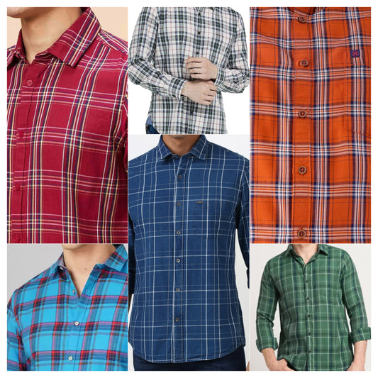 (Combo of 4) S to L JohnHill Pure Cotton Big Checked 2+2 Small Checked  Shirts Rs. 999