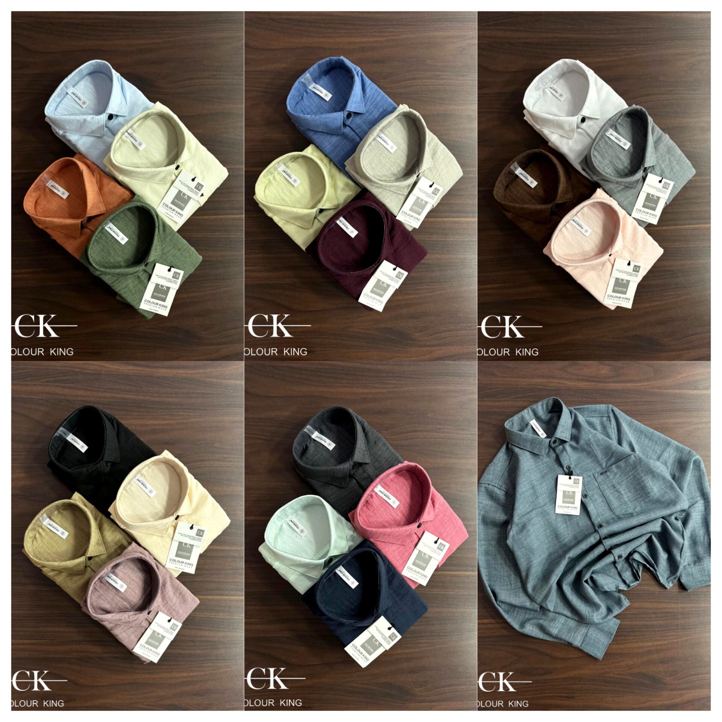 (Combo of 3) CK Linen Popcorn Plain Shirt Rs.1100