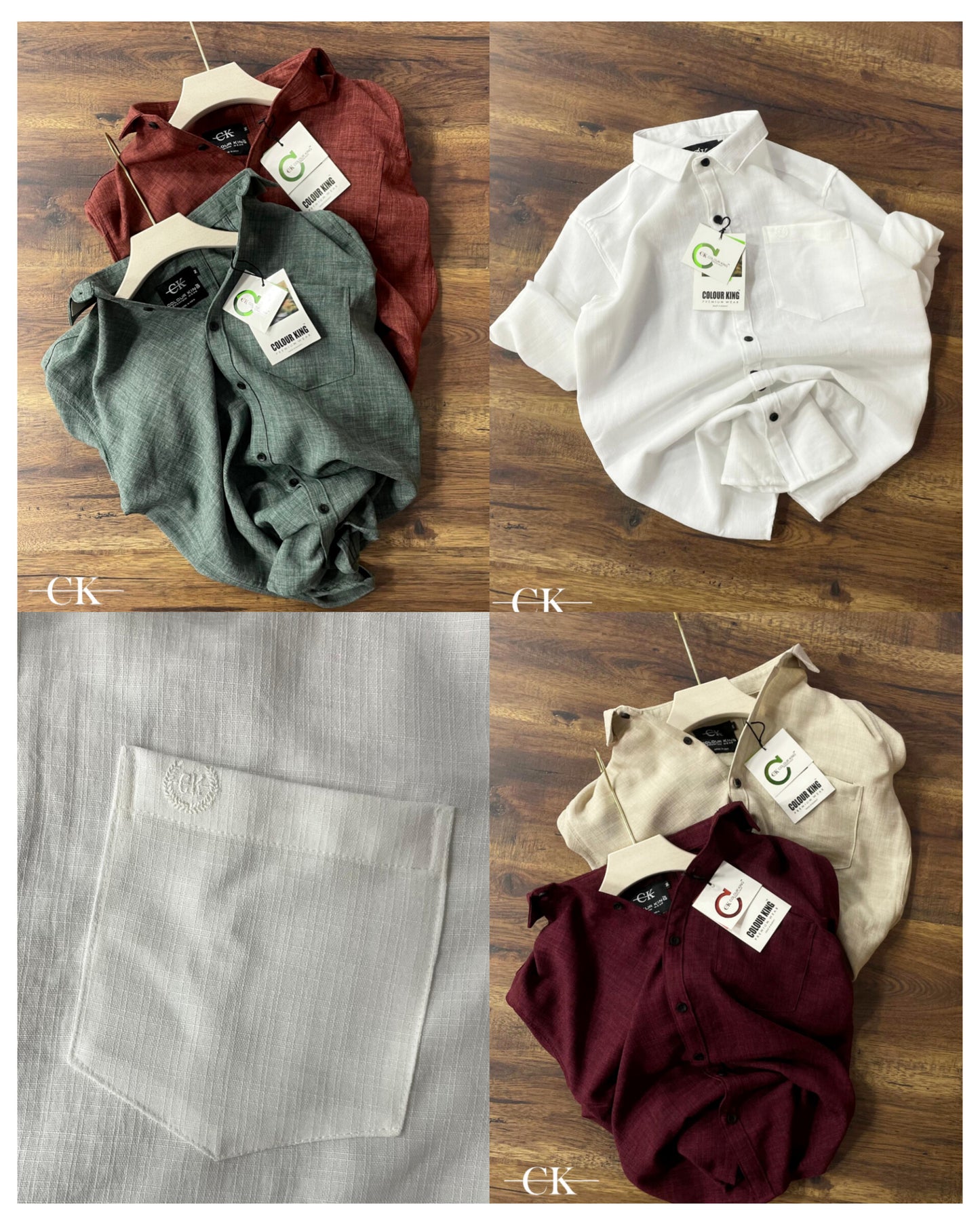 (Combo of 3) (2XL, 3XL) CK Linen Dobby Plain Shirt Rs.1150