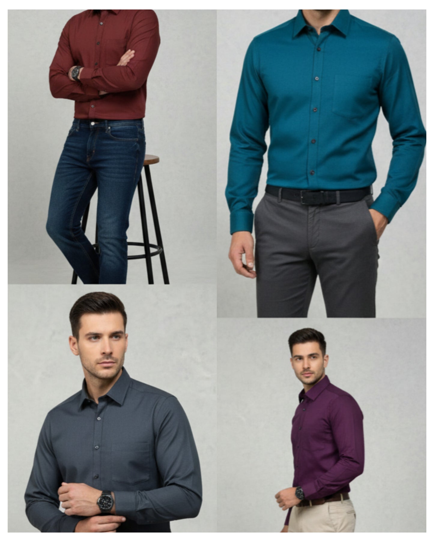 (Combo of 3)F207 Plain Laffer Cotton Shirt Rs. 899