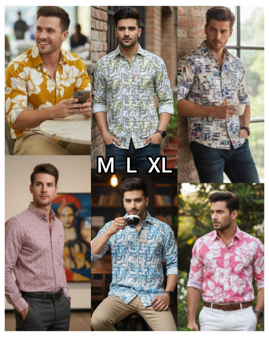 (Combo of 4) PanEmpaire Trendy Design Cotton Printed  Shirts Rs. 999