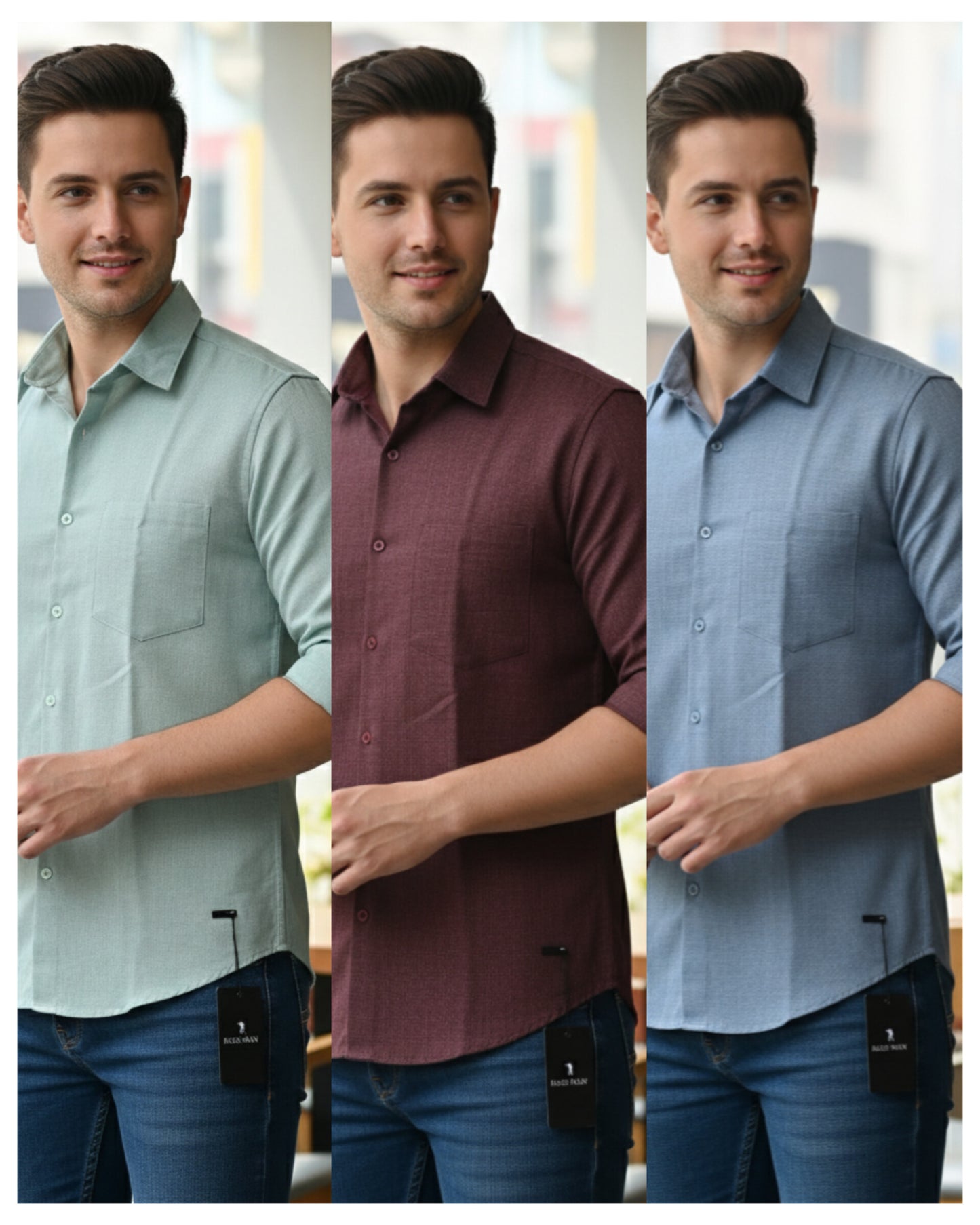 (Combo of 3) RussMan Linen Dobby Plain Shirt Rs.1099