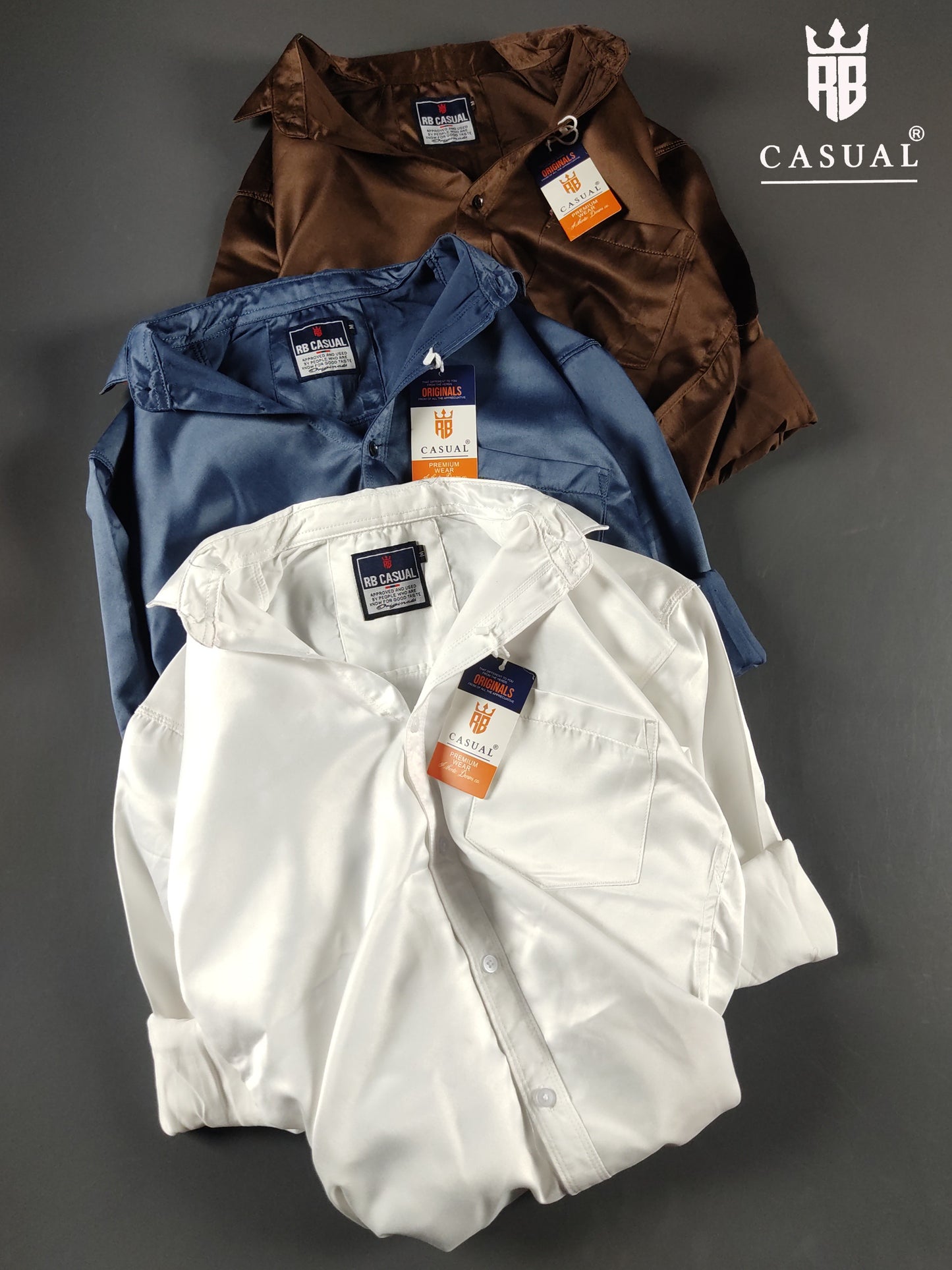 (Combo of 3) RB Satin Soft Silk Shirt Men's Regular Fit Rs. 999