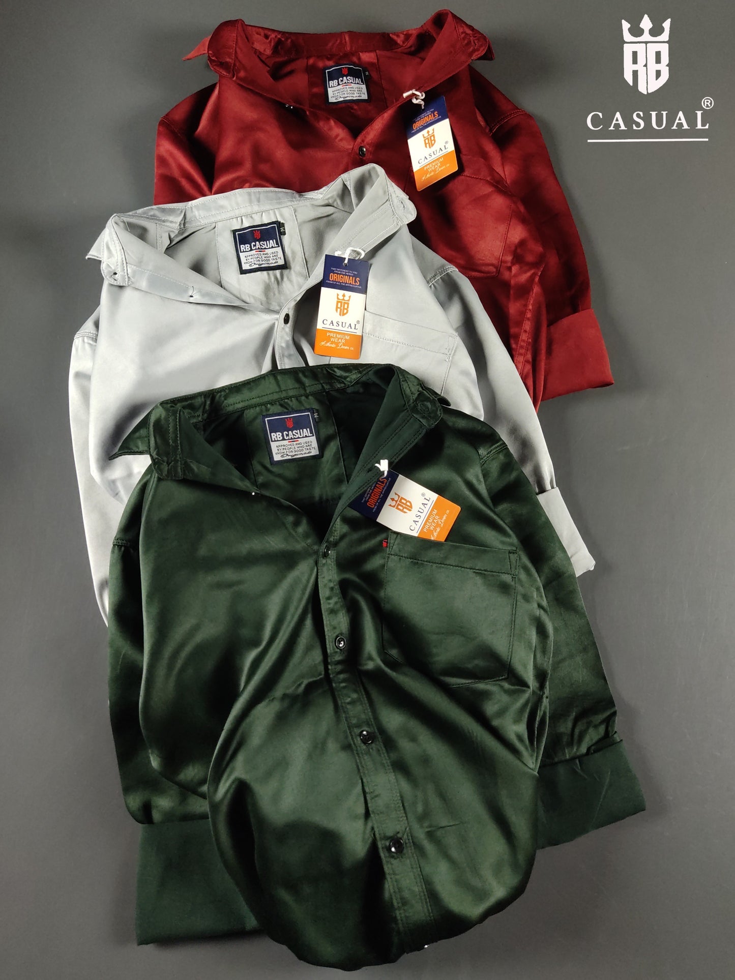 (Combo of 3) RB Satin Soft Silk Shirt Men's Regular Fit Rs. 999