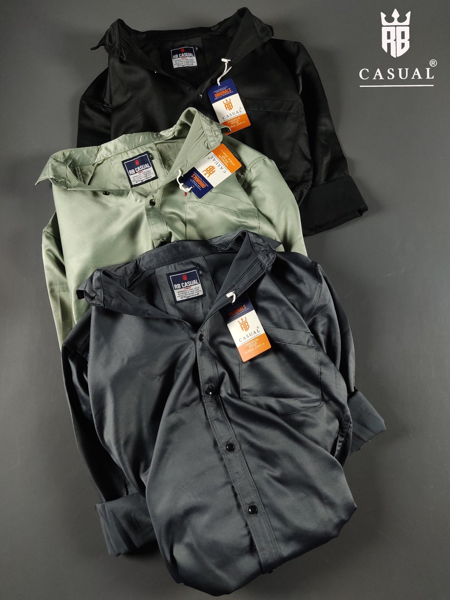 (Combo of 3) RB Satin Soft Silk Shirt Men's Regular Fit Rs. 999