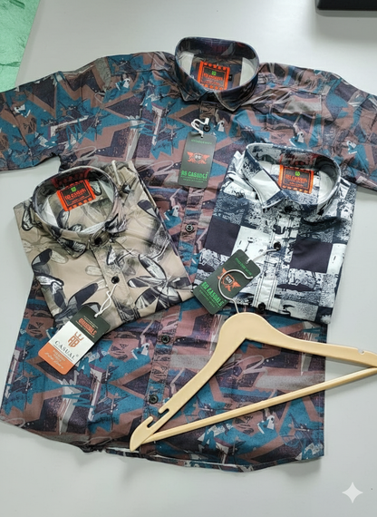 (Combo of 4) RB Satin Soft Silk Digital Printed Shirt Rs. 1000
