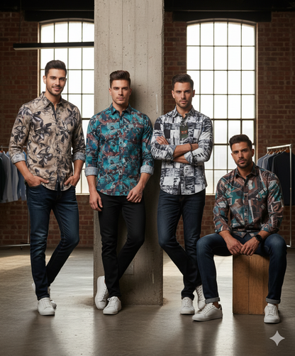 (Combo of 4) RB Satin Soft Silk Digital Printed Shirt Rs. 1000
