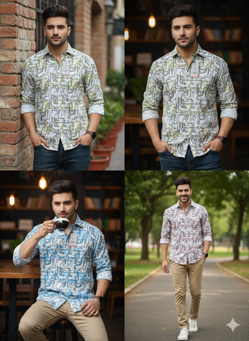 (Combo of 3) Pan Emporia Jacquard Design Printed Shirt Rs.999