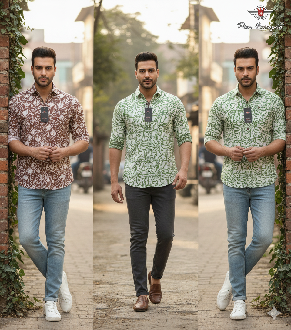 (Combo of 3) Pan Emporia Jacquard Design Printed Shirt Rs.999