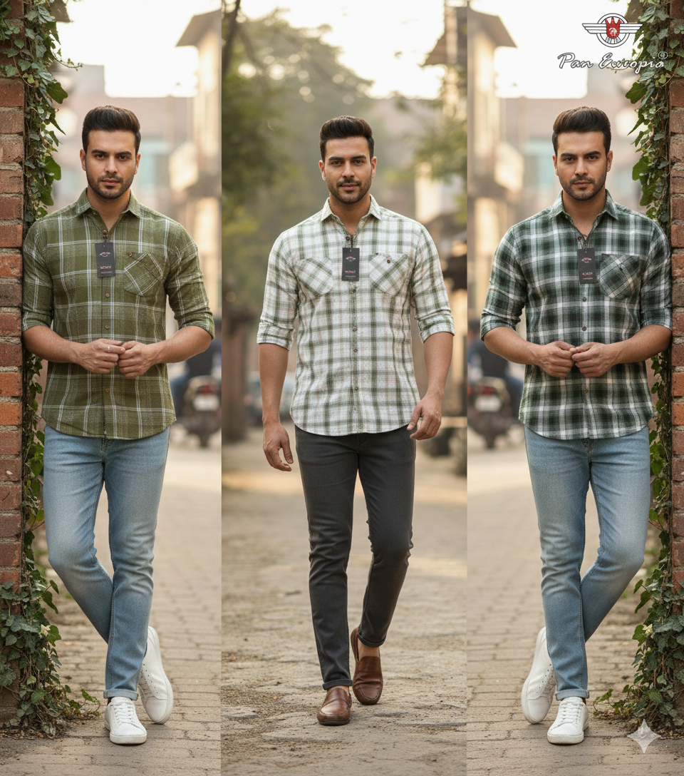 (Combo of 3) Pan Emporia Jacquard Checked Shirt Rs.999