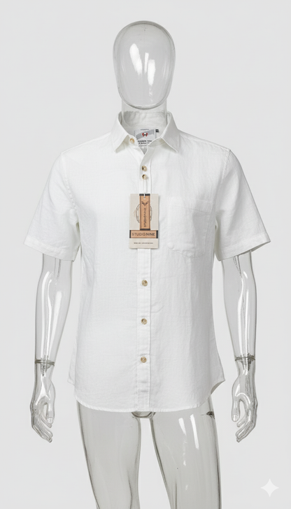 (Combo of 2)(M) Khadi White Half Sleeve Linen Half Sleeve Cotton Shirts Rs. 600