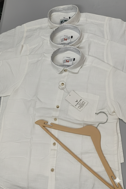 (Combo of 2)(M) Khadi White Half Sleeve Linen Half Sleeve Cotton Shirts Rs. 600
