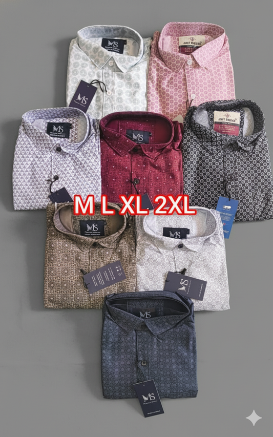 (Combo of 4) MS Printed Cotton Trending Design Shirts Rs. 999