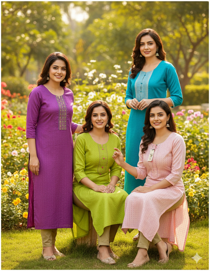 Pack of 4 Kajal Women A-line Design Kurthi TOP Only  Rs. 1000
