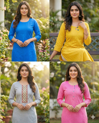 Pack of 4 Kajal Women A-line Design Kurthi TOP Only  Rs. 1000