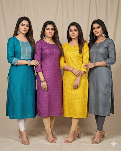 Pack of 4 Kajal Women A-line Design Kurthi TOP Only  Rs. 1000