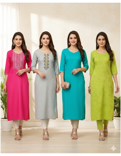 Pack of 4 Kajal Women A-line Design Kurthi TOP Only  Rs. 1000