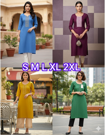 Pack of 4 Kajal Women A-line Design Kurthi TOP Only  Rs. 1000