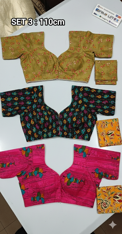 (Combo of 4) KADAMBINI Multi Design Cotton Blouse Piece Material 110cm Rs. 480
