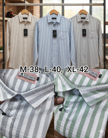 (Combo of 3) RussMan Cotton Jacquard Strips Shirt Rs.1050