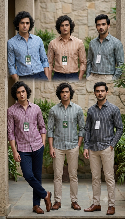 (Combo of 3) Oxford Stripes Russman Pure Cotton Shirt Rs. 1070